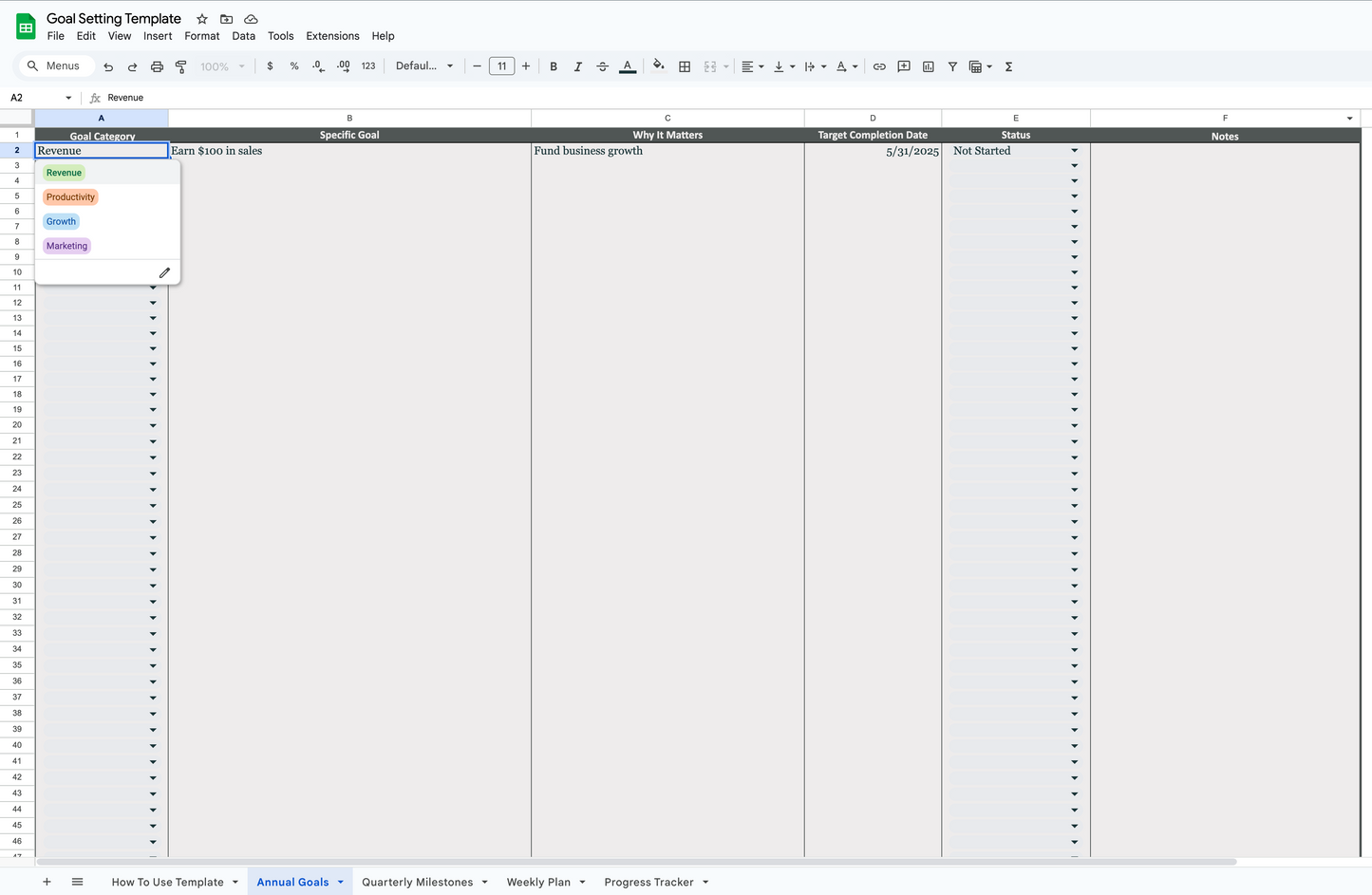 Goal Setting Template