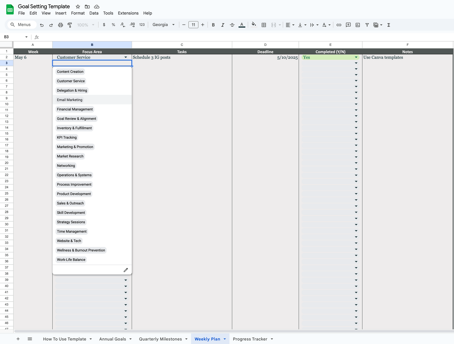 Goal Setting Template