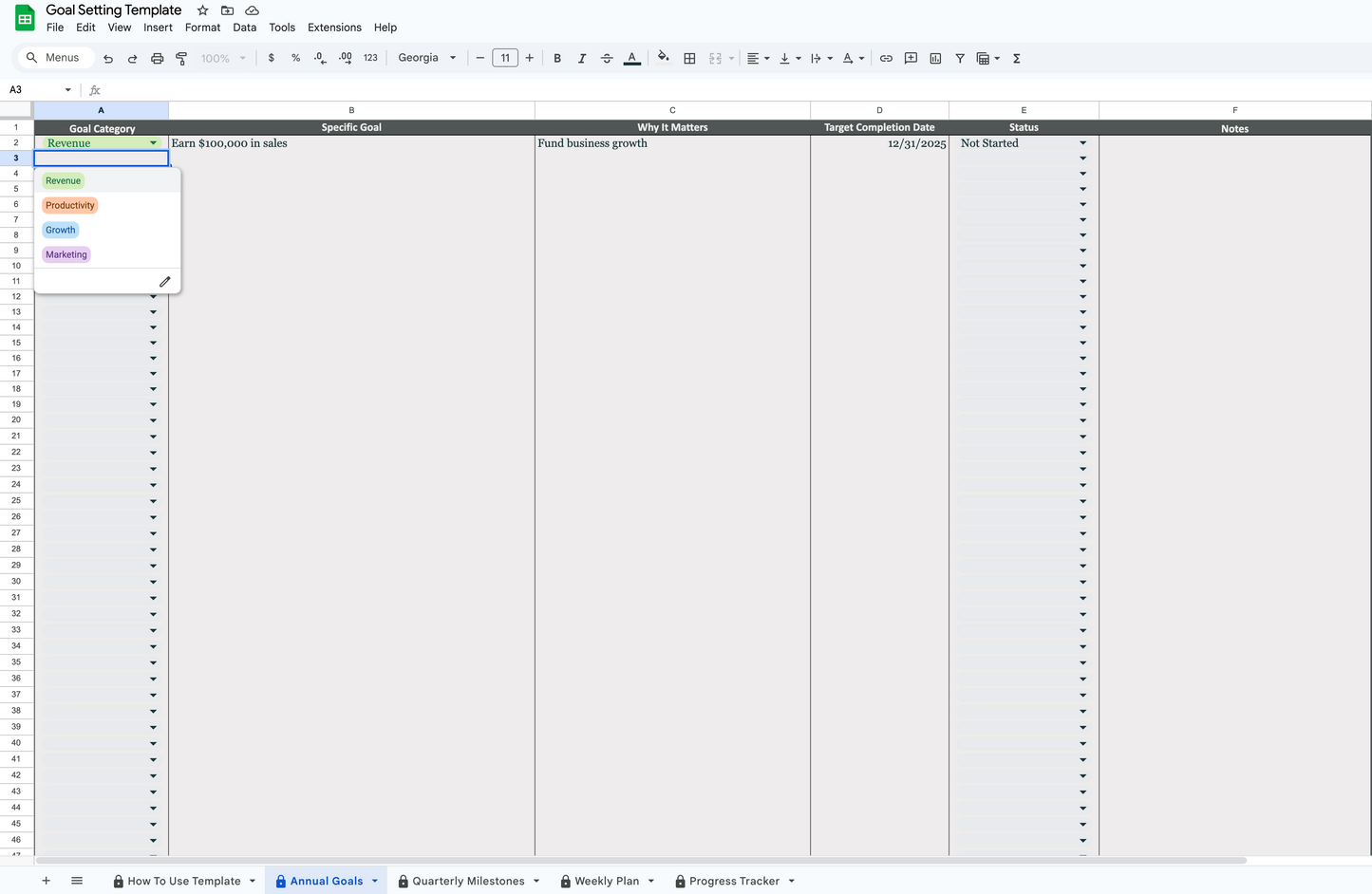Goal Setting Template