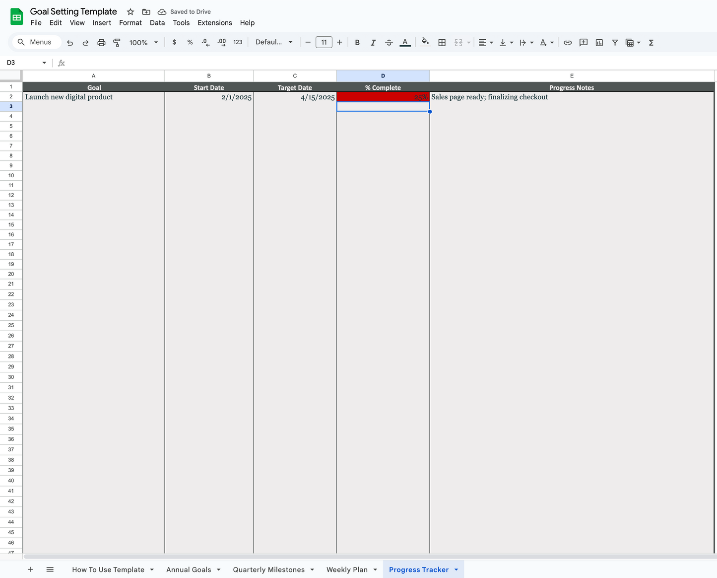 Goal Setting Template